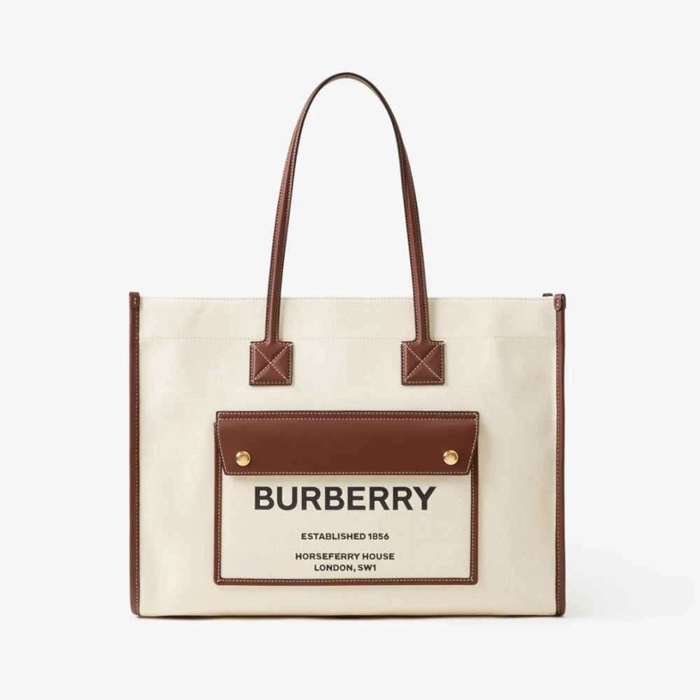 Burberry Large Freya White Tote Bag-thumb-0