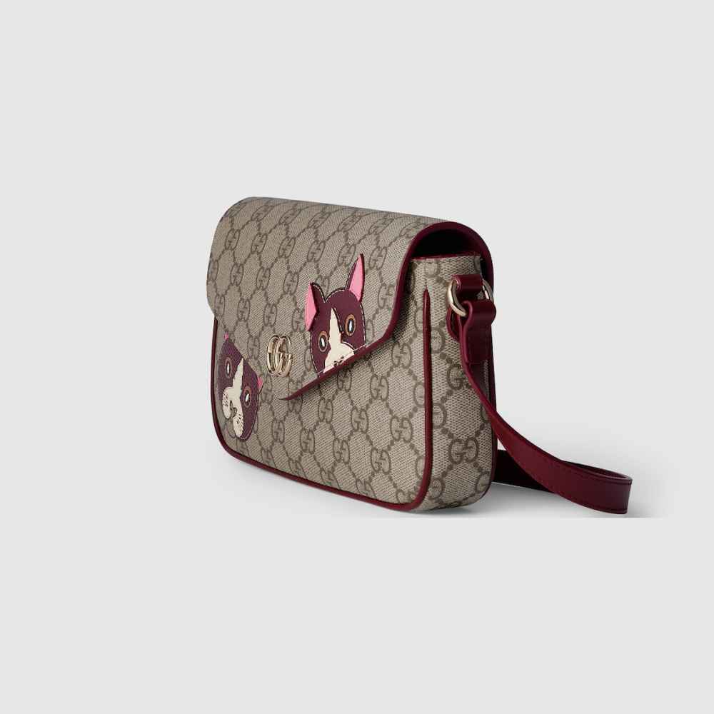 Gucci Beige GG mini shoulder bag with cat detail Sling Bag-2