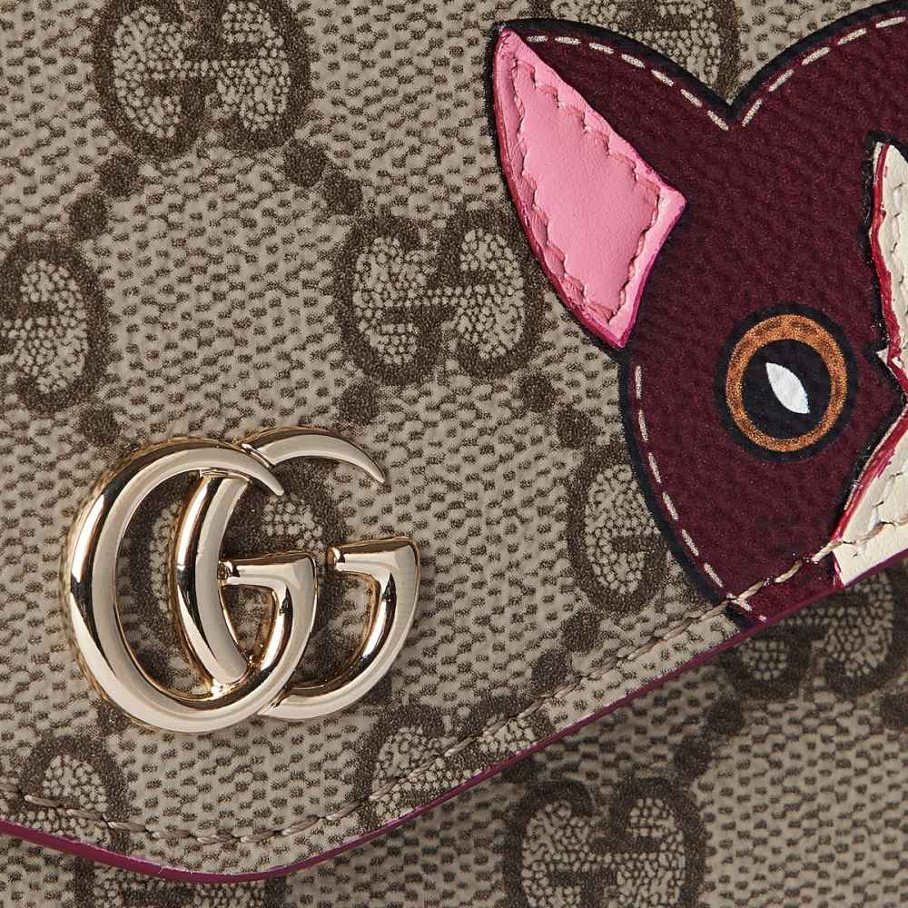 Gucci Beige GG mini shoulder bag with cat detail Sling Bag-5