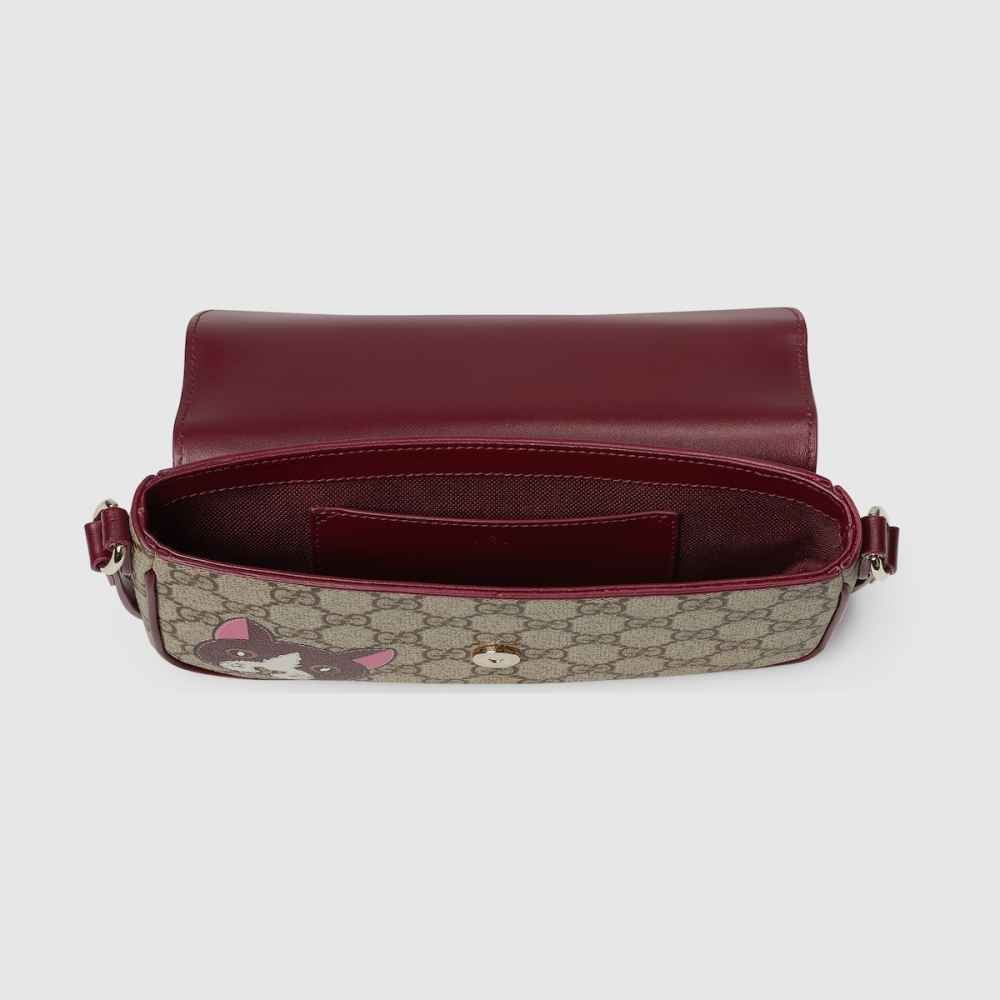 Gucci Beige GG mini shoulder bag with cat detail Sling Bag-4