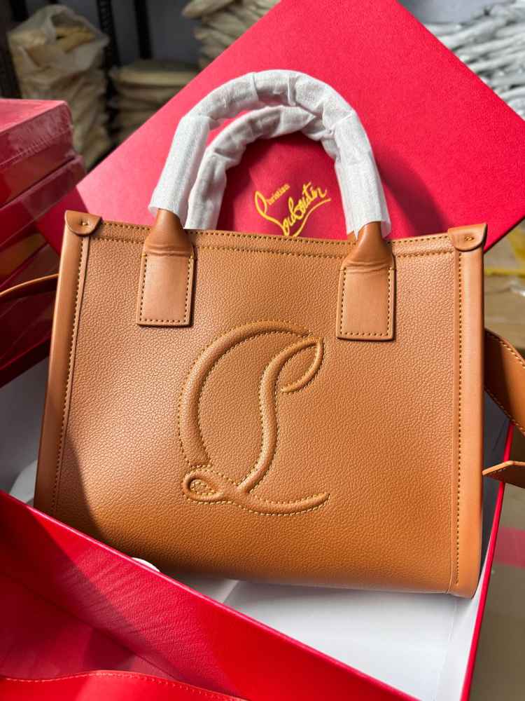 Christian Louboutin Leather Cabata Logo Brown Tote Bag-thumb-0