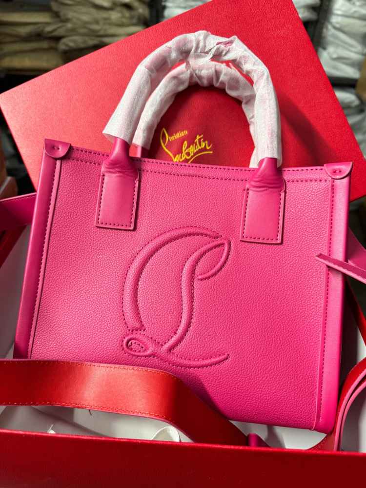 Christian Louboutin Leather Cabata Logo Pink Tote Bag-thumb-0
