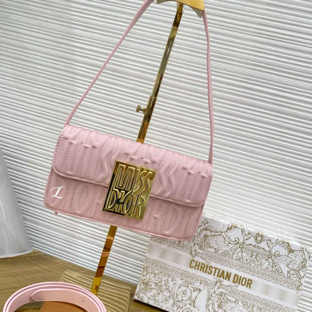 Miss Dior Flap Bag Latte Quilted Pink Miss Dior Allover Calfskin-thumb-0