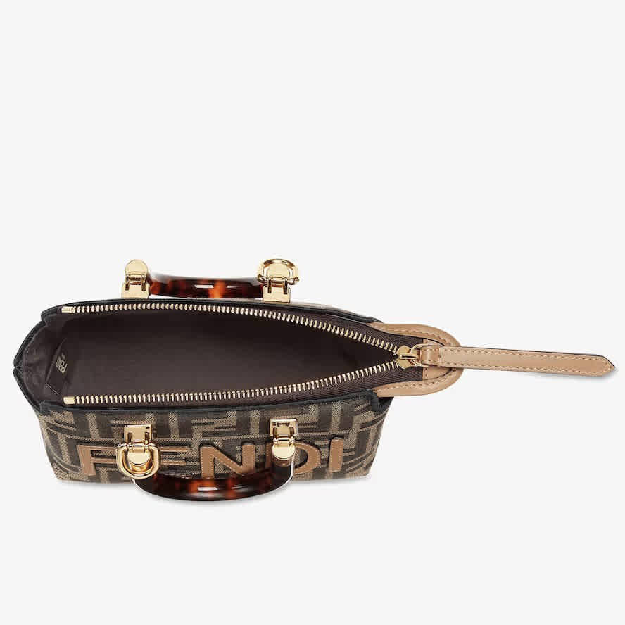 Fendi By The Way Mini Small brown FF fabric Boston bag-3