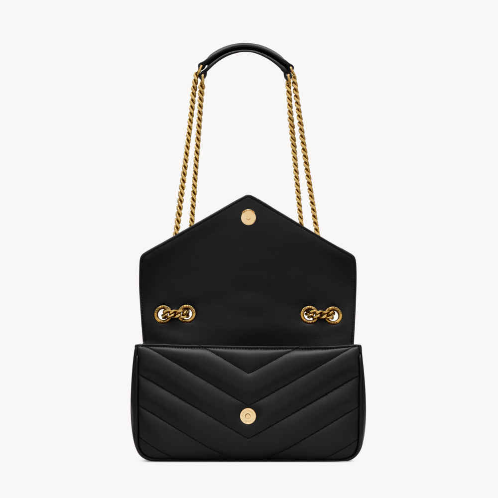Saint Laurent loulou small in matelassé Black Shoulder Bag-3