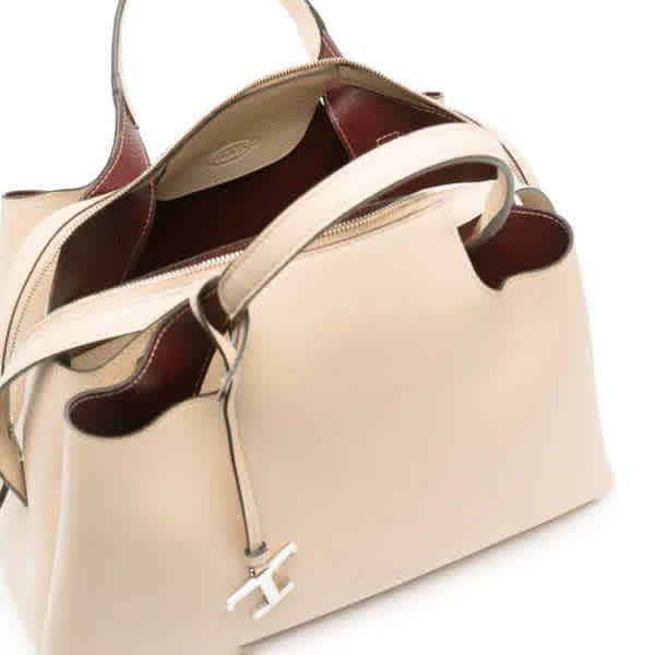Tod's Boston Beige Leather Tote Bag-4