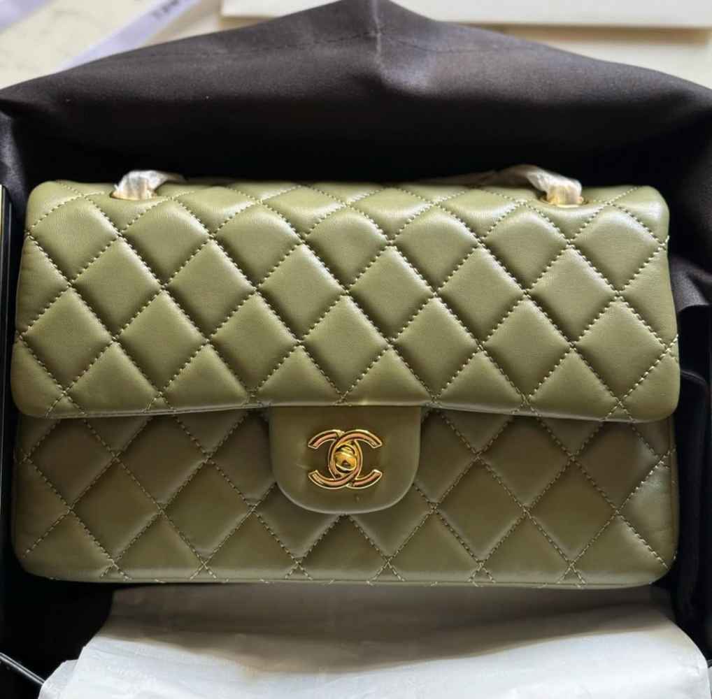 Chanel Lambskin Olive Classic Bag-thumb-0