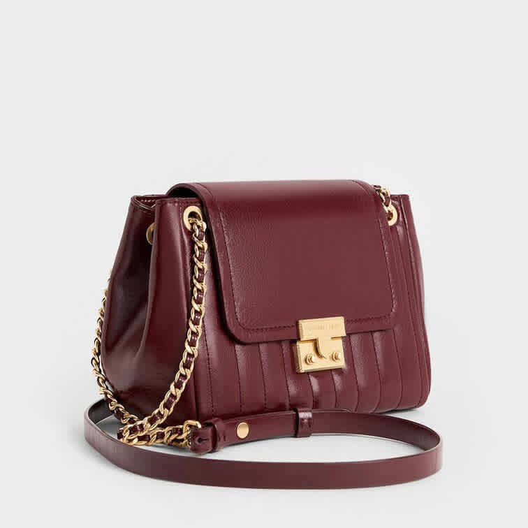 Charles & Keith Axel Faux Suede Wine Bowling-thumb-2