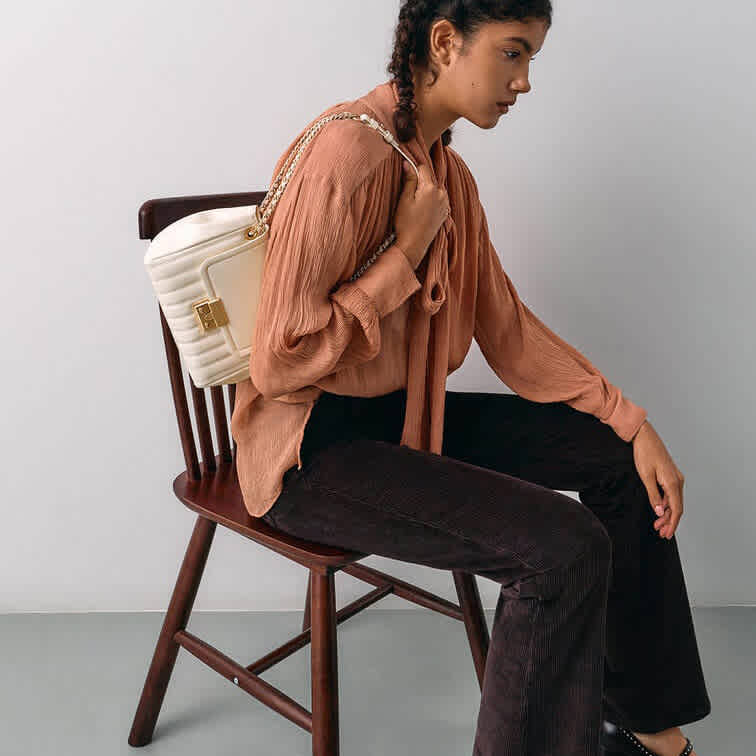 Charles & Keith Axel Faux Suede White Bowling Bag-8