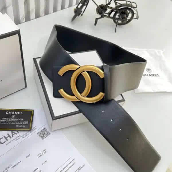 Chanel 7cm Broad Black Ladies Belt-thumb-0