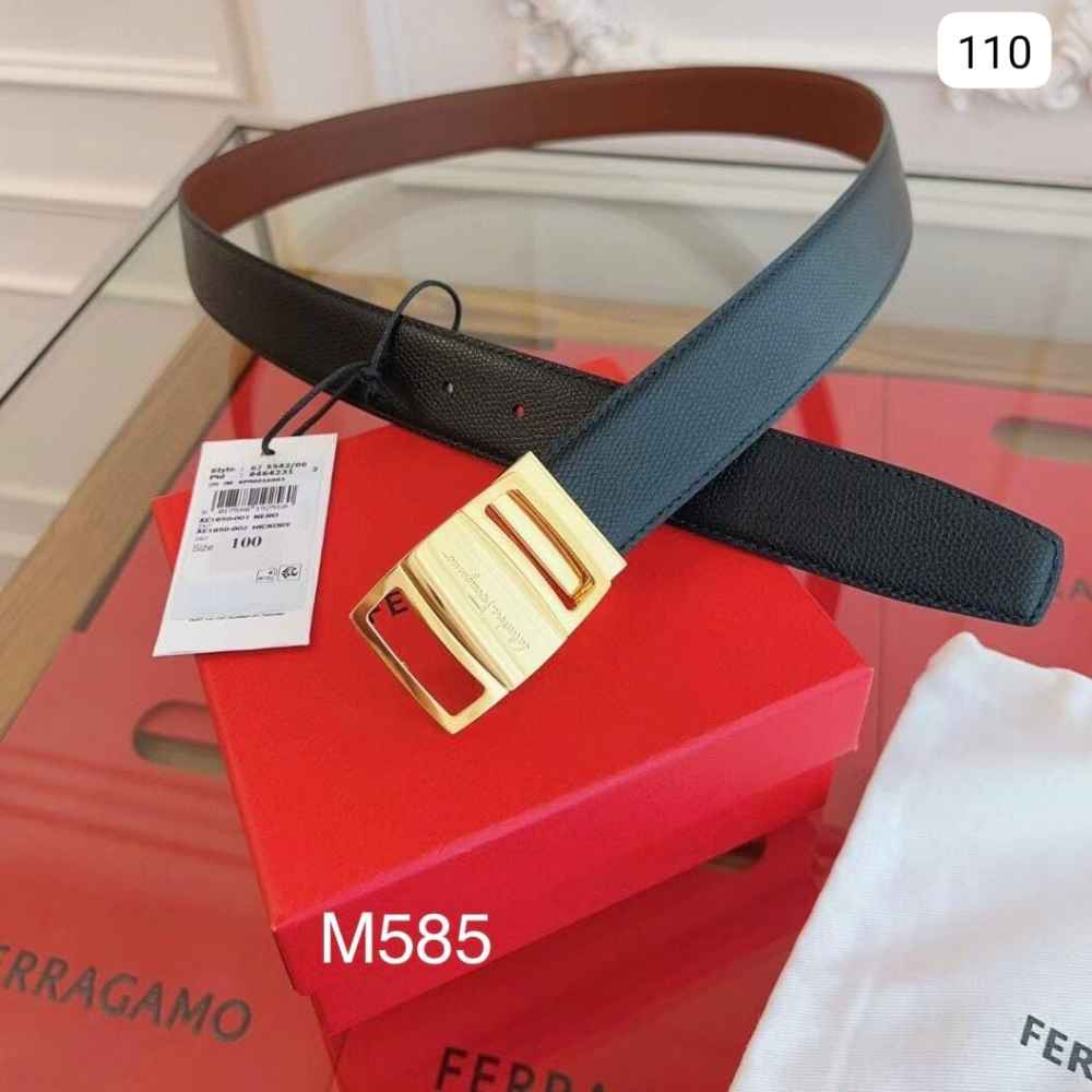 Salvatore Ferragamo Golden Premium Quality Leather Belt-thumb-0