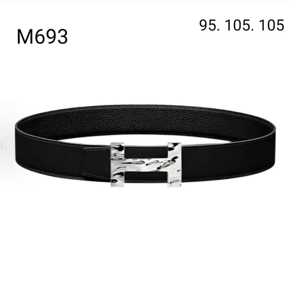 Hermes Silver Premium Quality Leather Belt-thumb-0