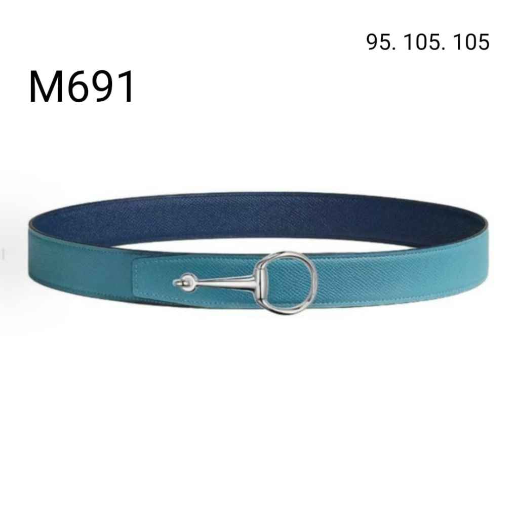 Hermes Blue Premium Quality Leather Belt-thumb-0