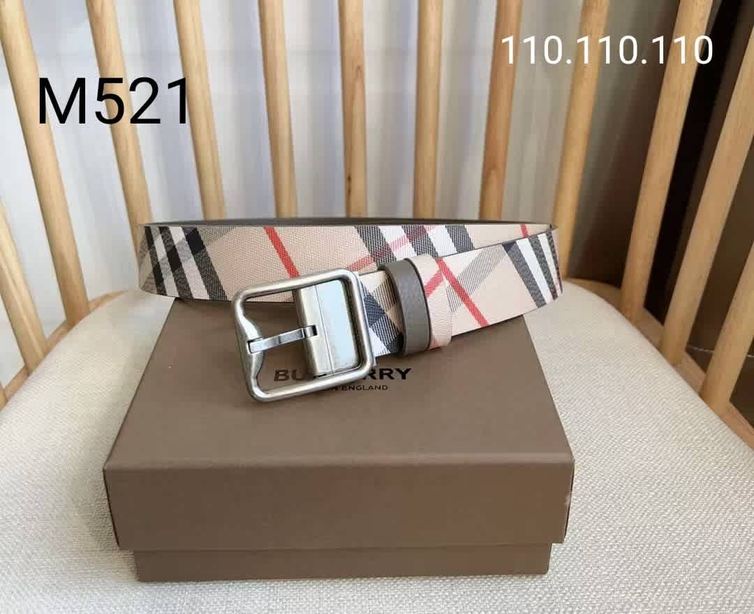 Burberry Silver & Red Premium Quality Leather Belt-thumb-0