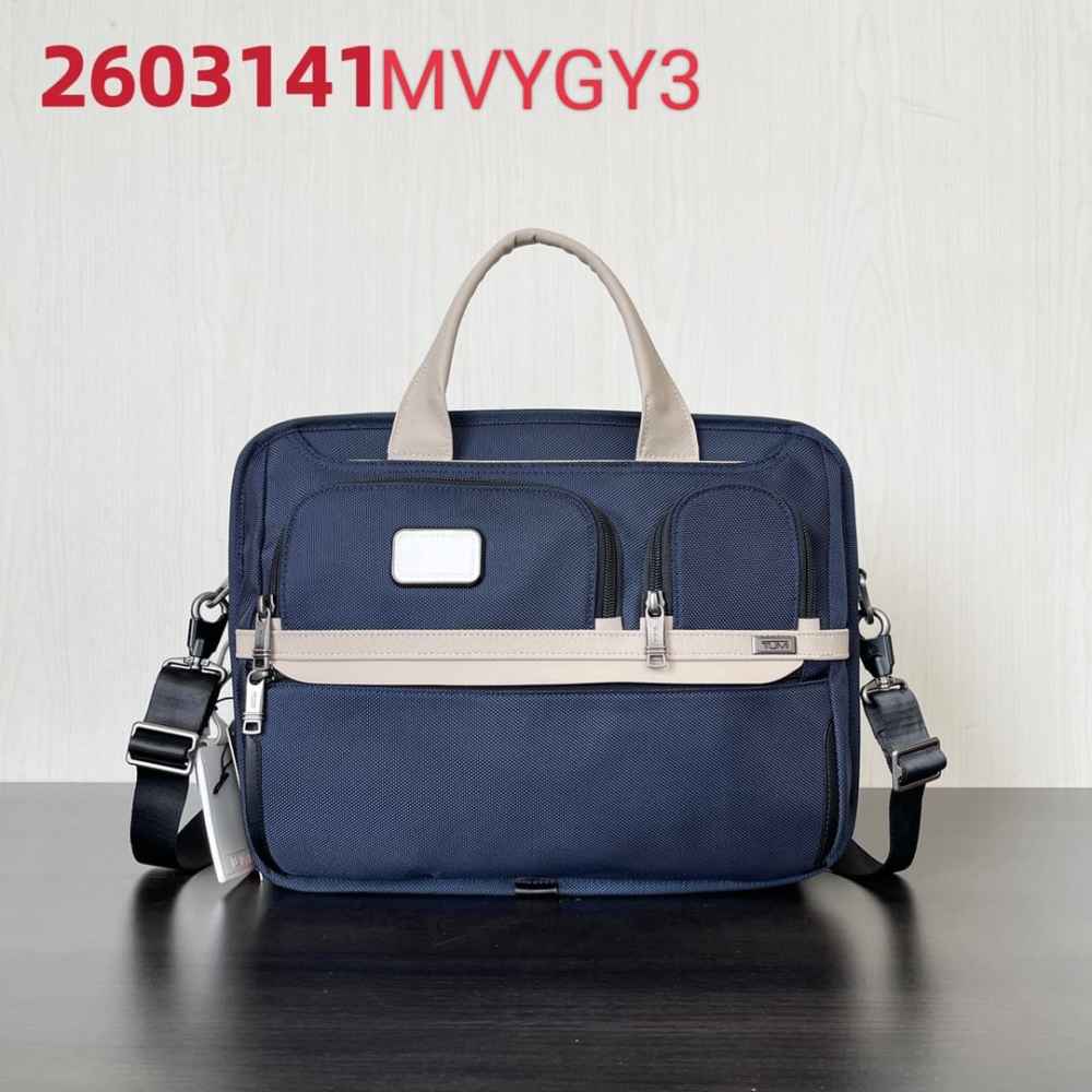 Tumi Expandable Organizer Laptop Briefcase Blue Bag-thumb-0