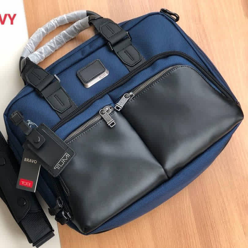 Tumi Expandable Organizer Laptop Briefcase Blue Bag-thumb-0