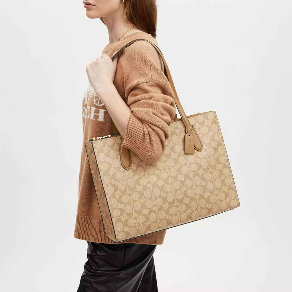 Coach Brown Nina Tote Bag In Signature Canvas-3