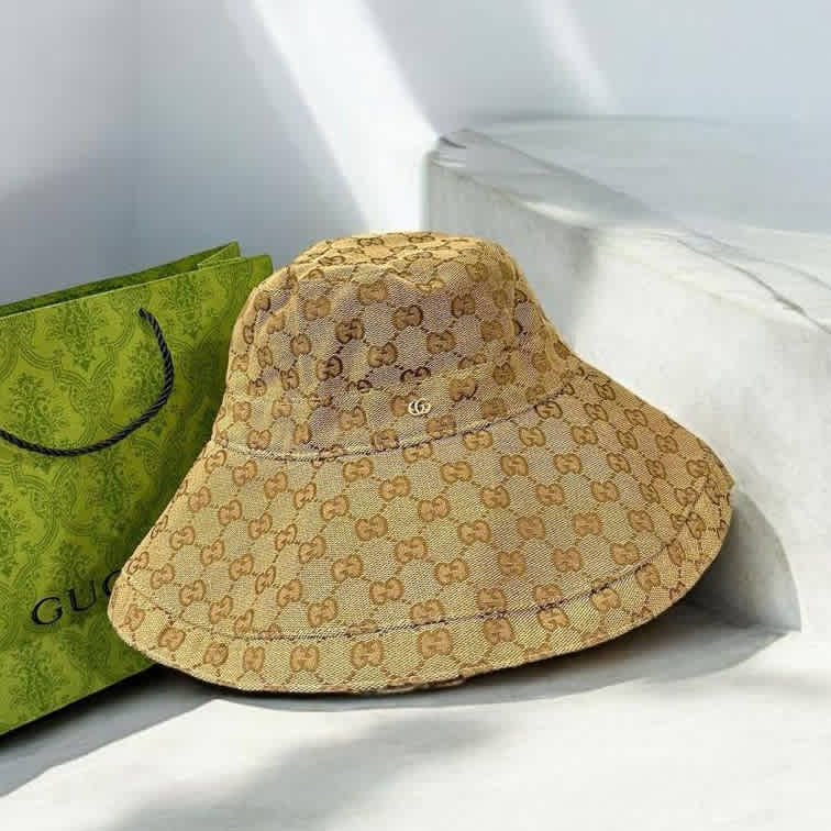 Gucci Canvas Brown Premium Bucket Hat-thumb-1
