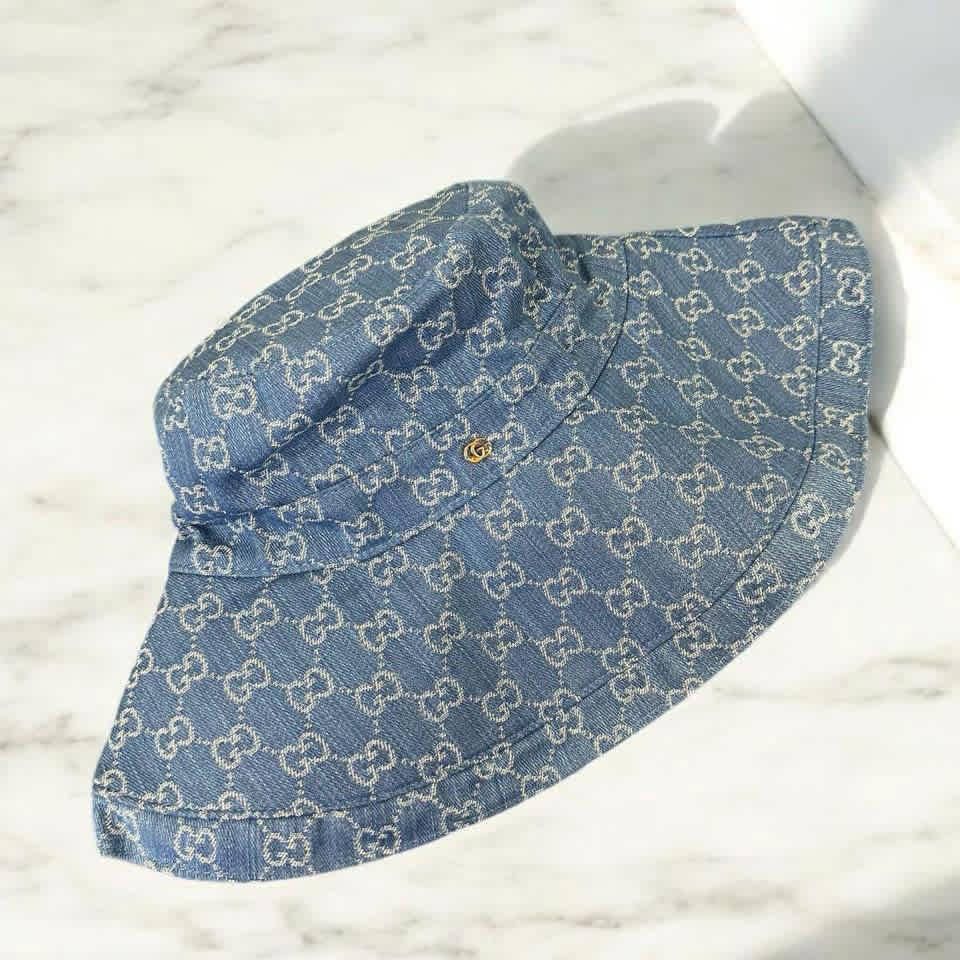 Gucci Canvas Blue Premium Bucket Hat-thumb-2