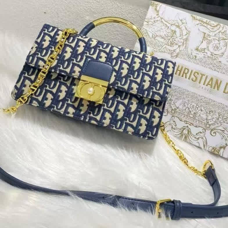 Christian Dior Blue Shoulder Bag-thumb-0