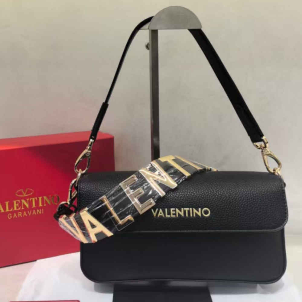 Valentino Garavani Locò Embroidered Black Small Shoulder Bag-thumb-0