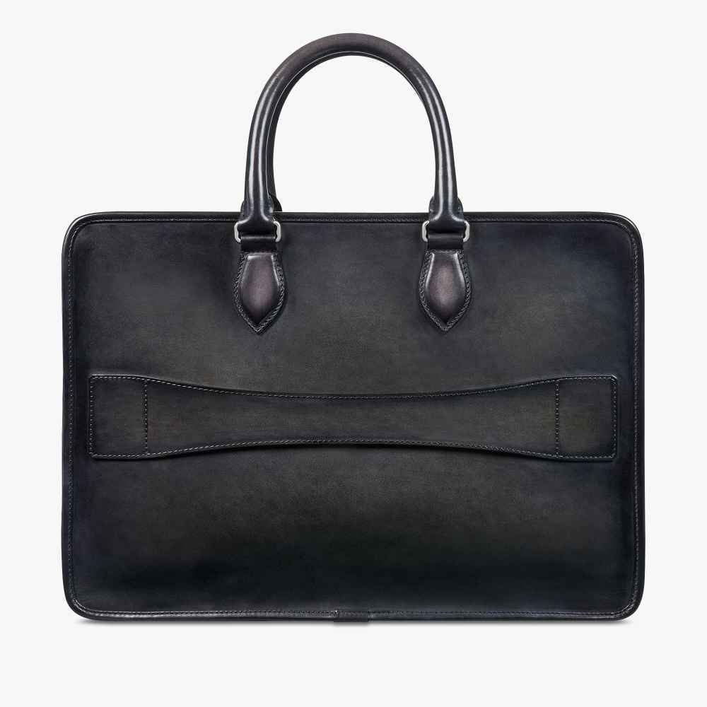 Un Jour Scritto Berluti Black Leather Briefcase-thumb-1