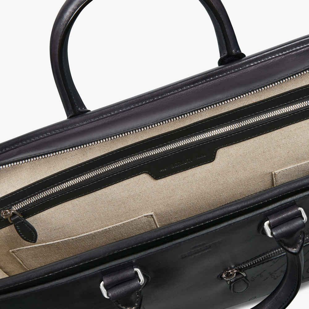 Un Jour Scritto Berluti Black Leather Briefcase-thumb-6