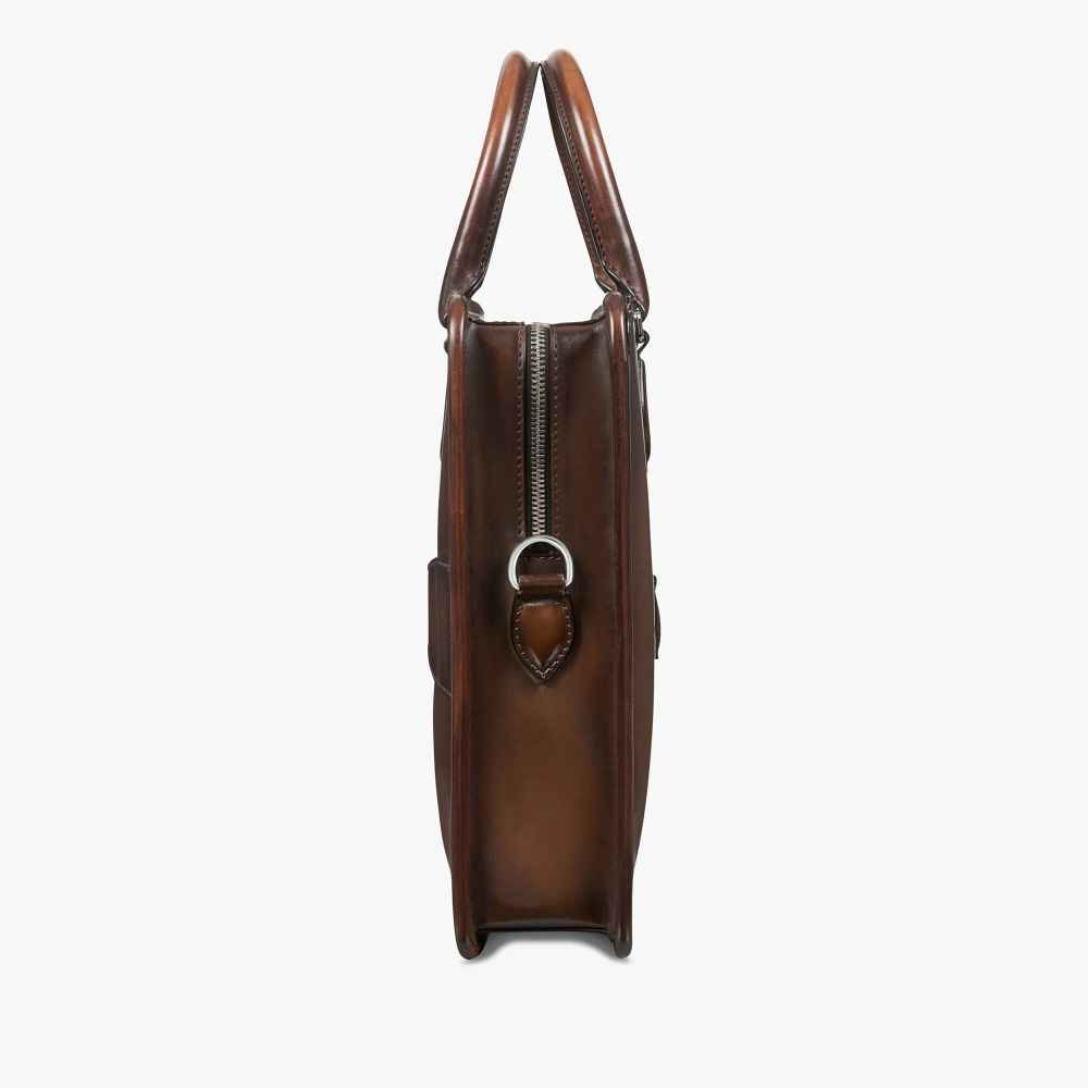 Un Jour Scritto Berluti Brown Leather Briefcase-2