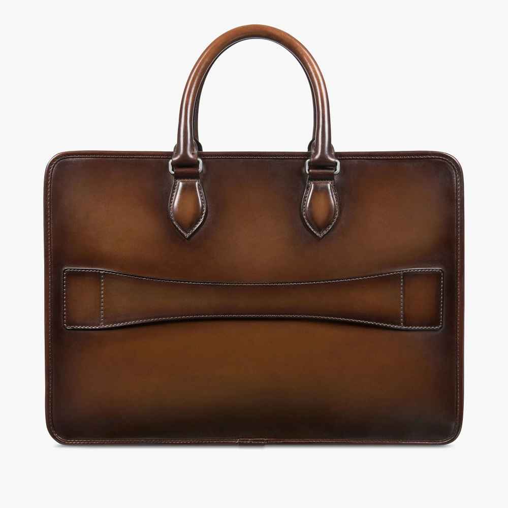 Un Jour Scritto Berluti Brown Leather Briefcase-1