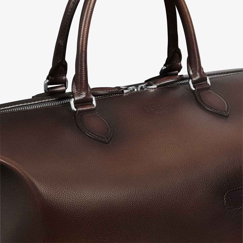 Toujours Soft Zipped Berluti Brown Leather Travel Bag-thumb-4