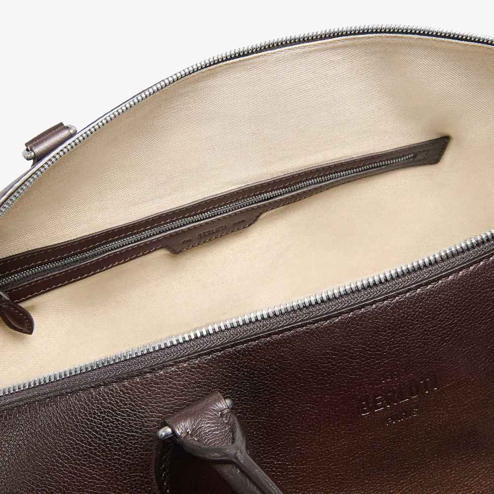 Toujours Soft Zipped Berluti Brown Leather Travel Bag-thumb-5