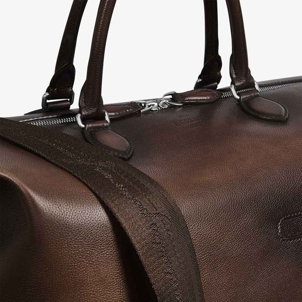 Toujours Soft Zipped Berluti Brown Leather Travel Bag-thumb-6