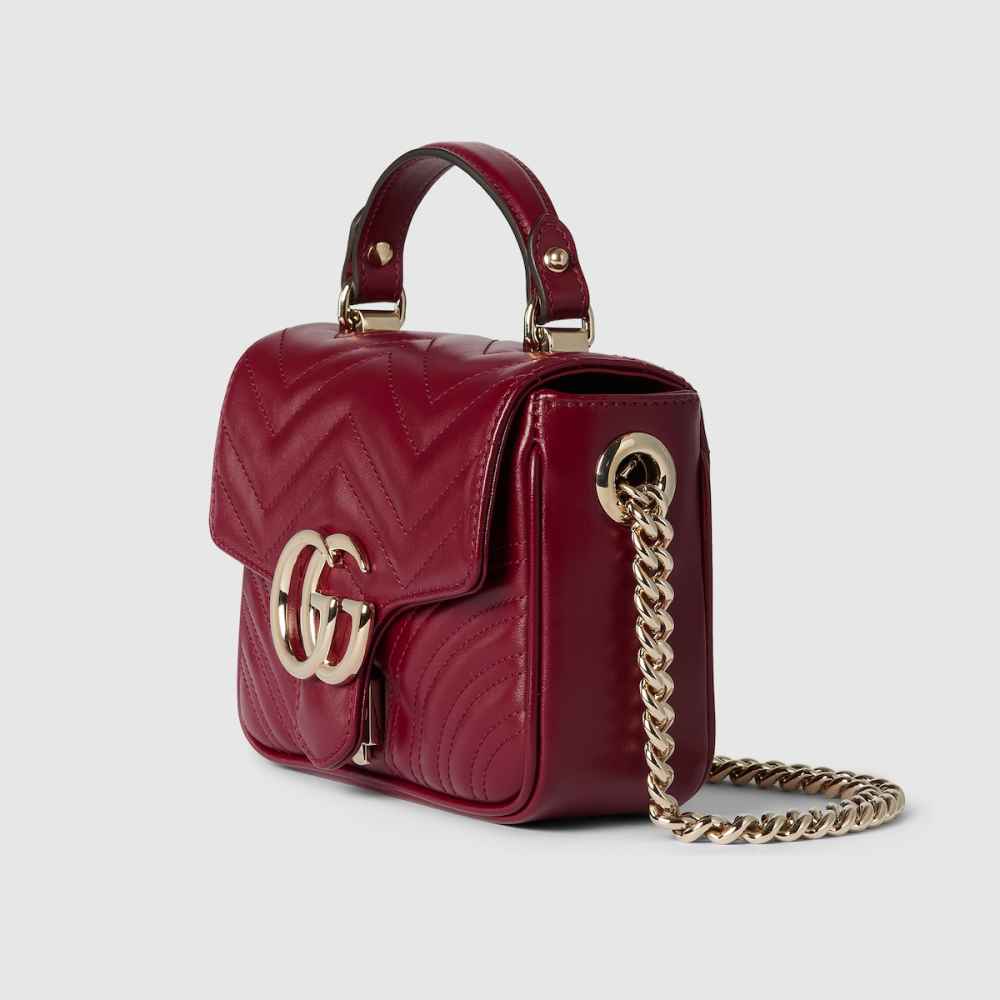 Gucci Marmont Wine Small Top Handle Bag-2