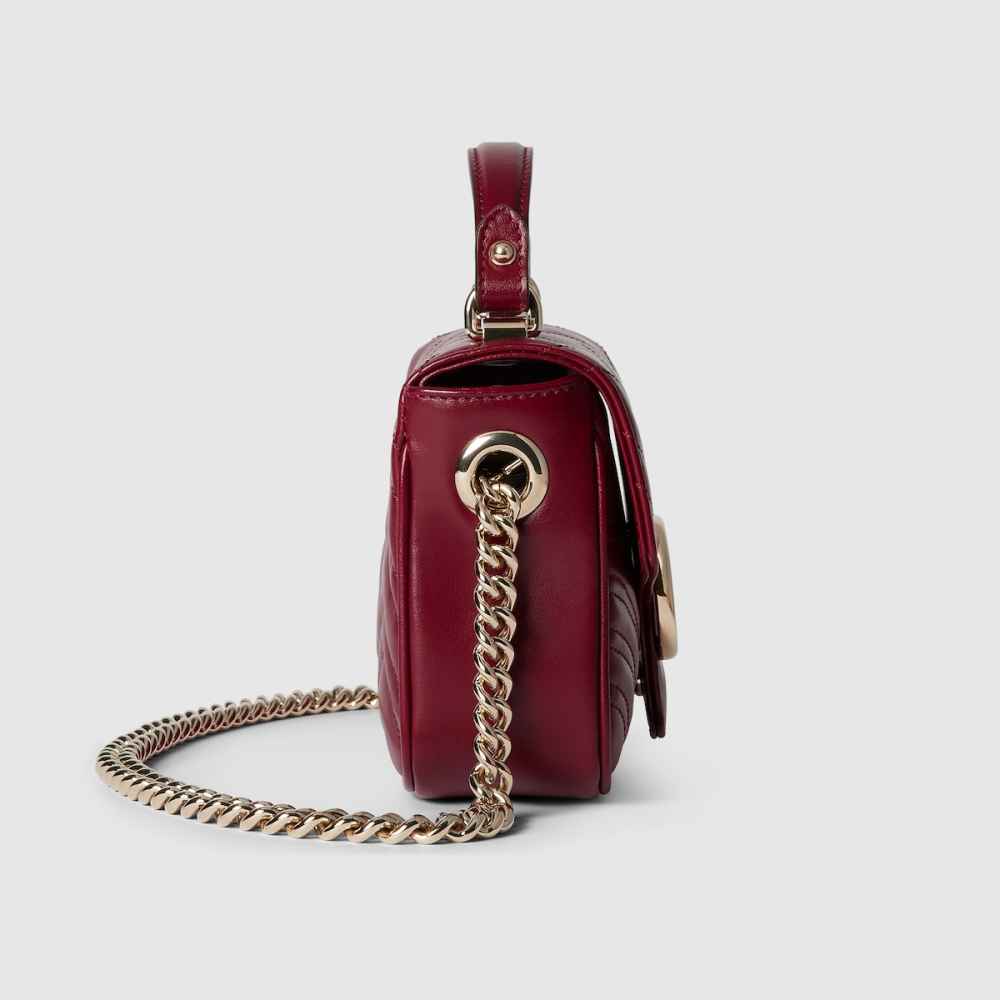 Gucci Marmont Wine Small Top Handle Bag-3