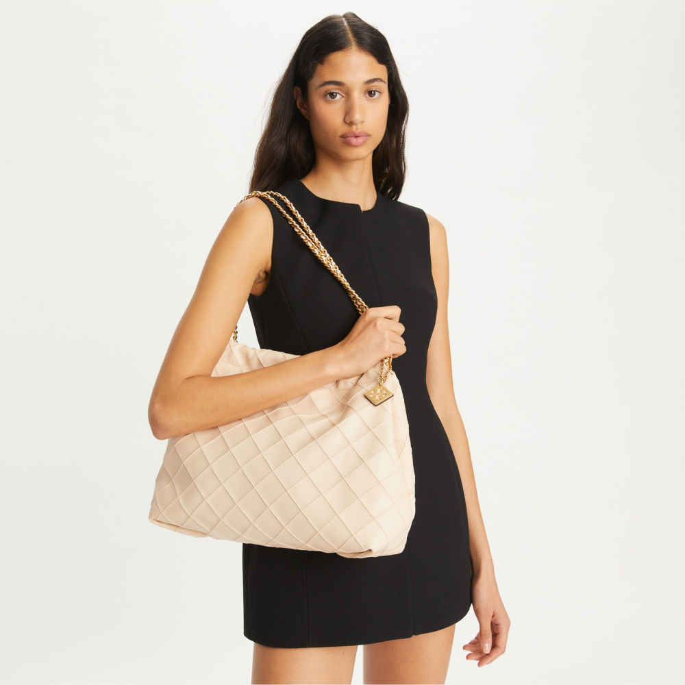 Tory Burch Fleming Soft Cream Hobo Bag-2