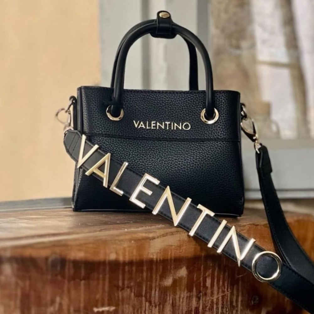 Valentino Garavani Locò Embroidered Black Shoulder Bag-thumb-0