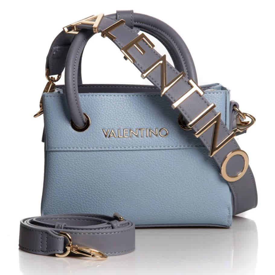 Valentino Garavani Locò Embroidered Blue Shoulder Bag-thumb-0