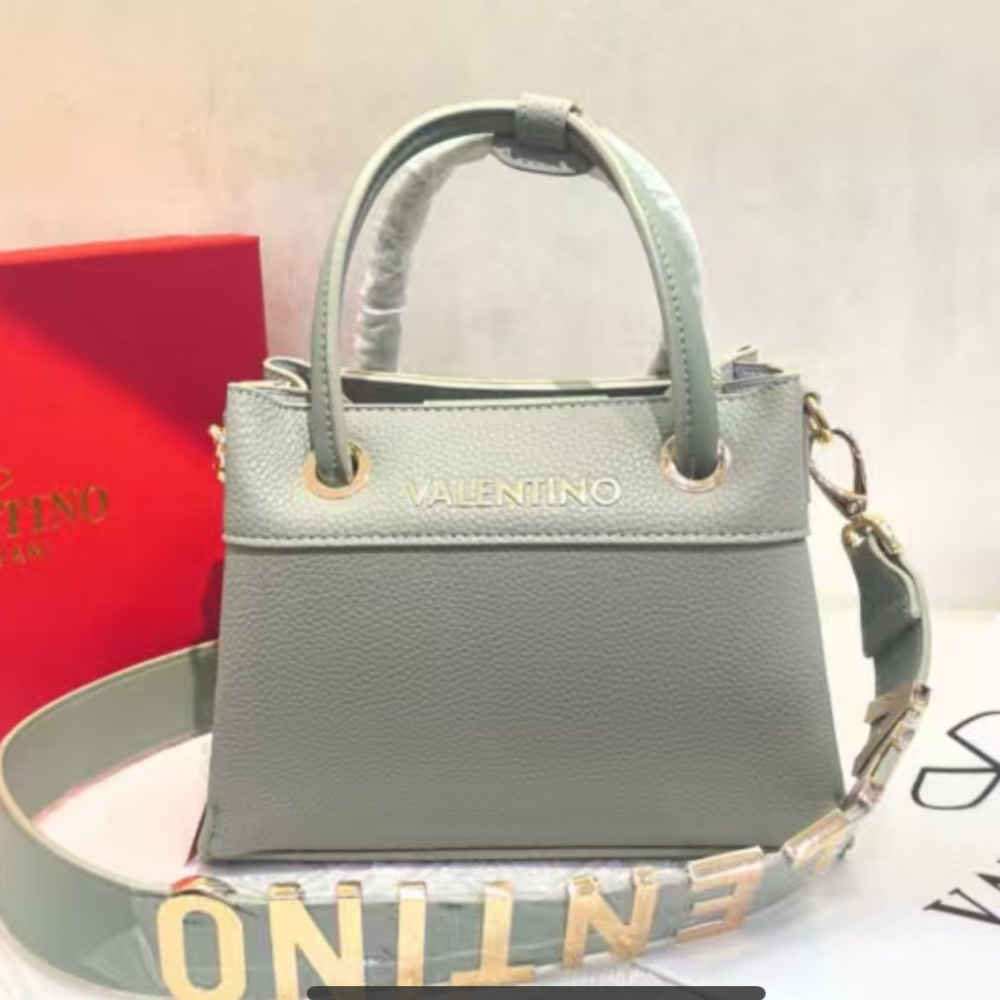 Valentino Garavani Locò Embroidered Grey Shoulder Bag-thumb-0