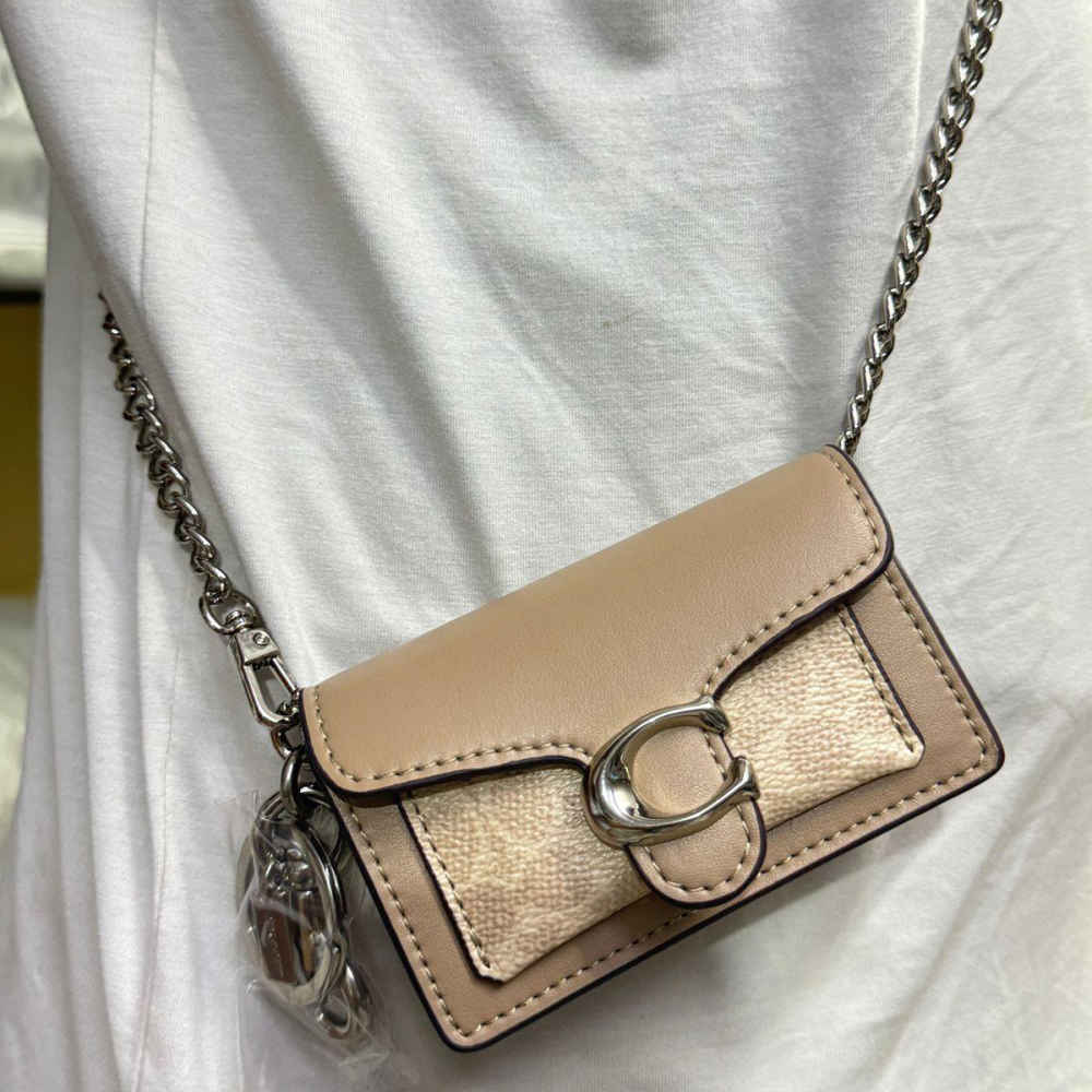 Coach Beige Blocked Signature Shoulder Bag-thumb-1