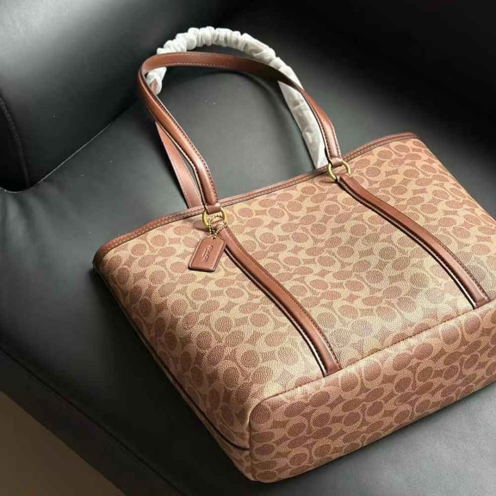 Coach Tabby Clutch Beige Tote Bag-2