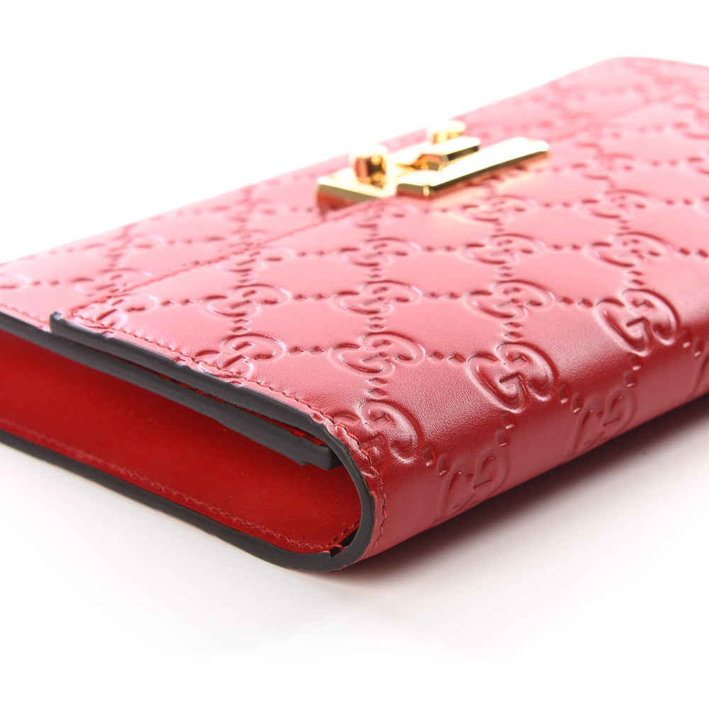 Gucci Guccissima Padlock Clutch Hibiscus Red-6
