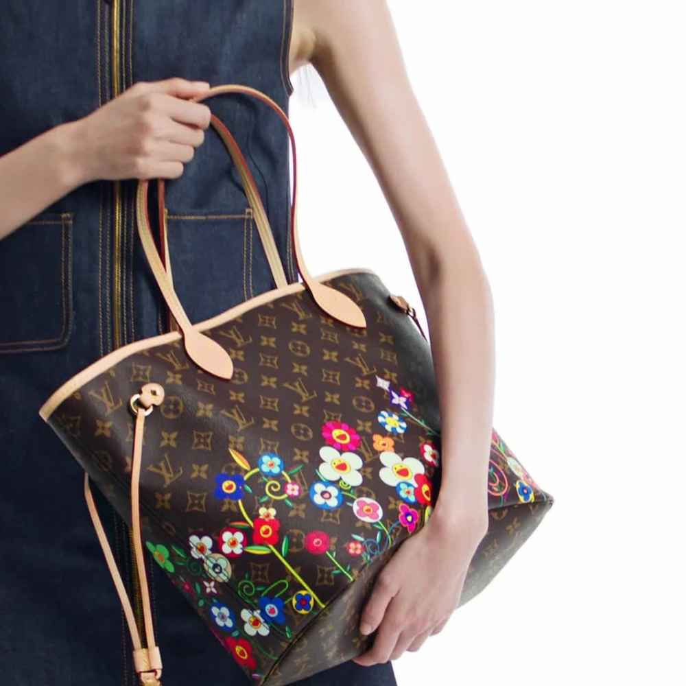 LV x TM Neverfull MM Brown Tote Bag-5