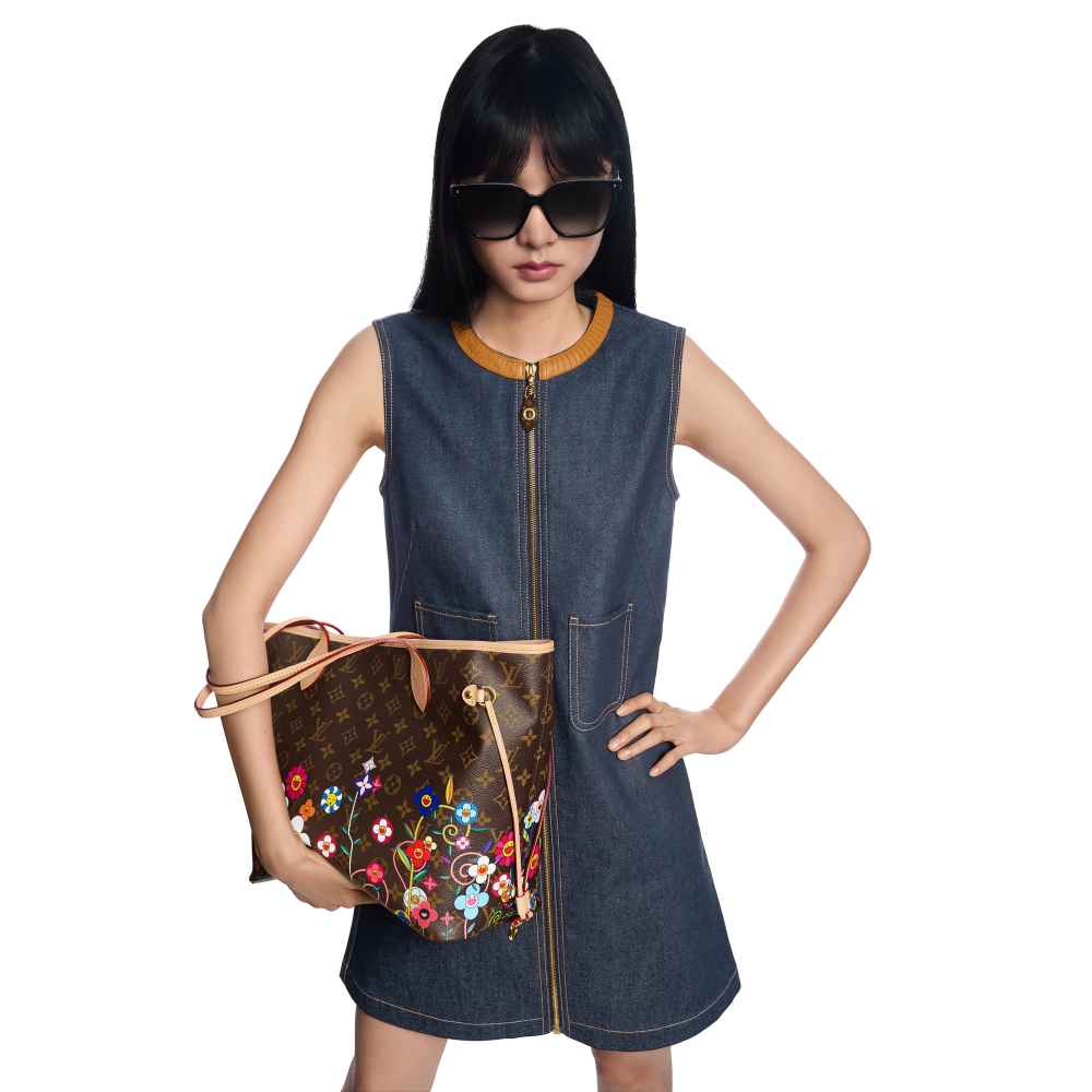 LV x TM Neverfull MM Brown Tote Bag-7