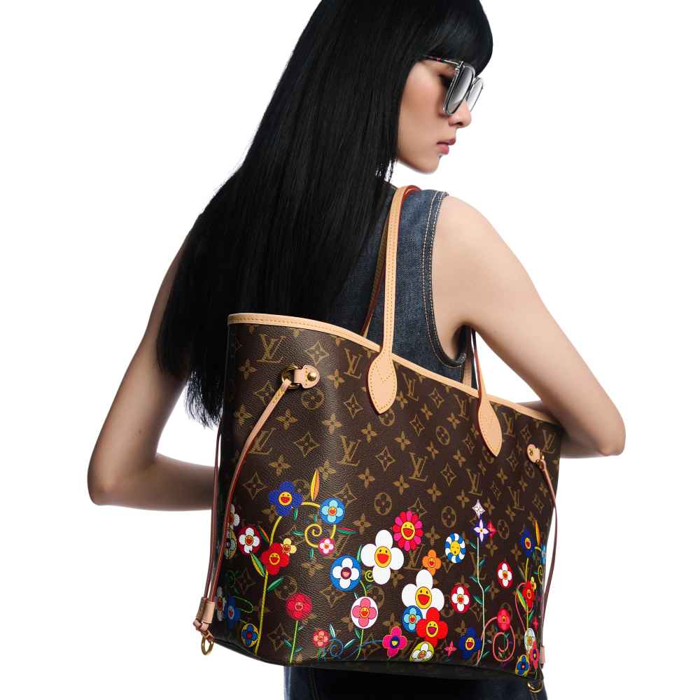 LV x TM Neverfull MM Brown Tote Bag-6