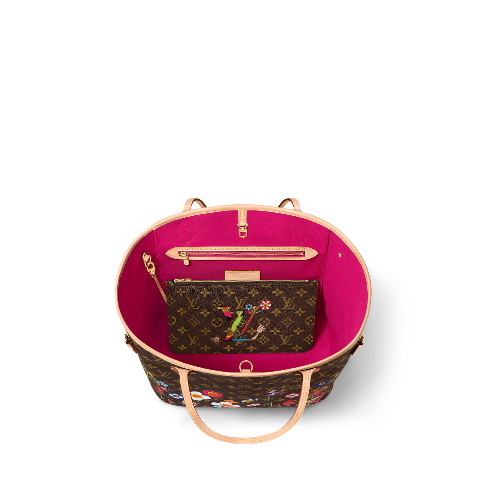 LV x TM Neverfull MM Brown Tote Bag-3