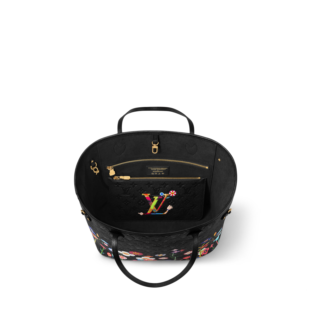 LV x TM Neverfull MM Black Tote Bag-3
