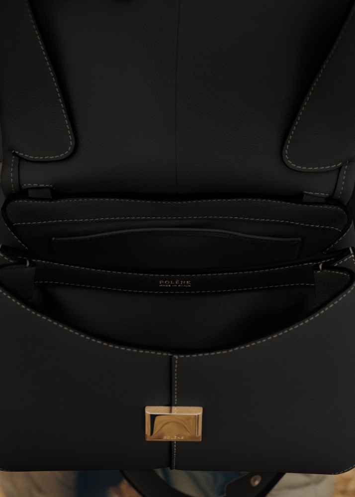 Polene Mokki Edition Textured Black Shoulder Bag-thumb-2