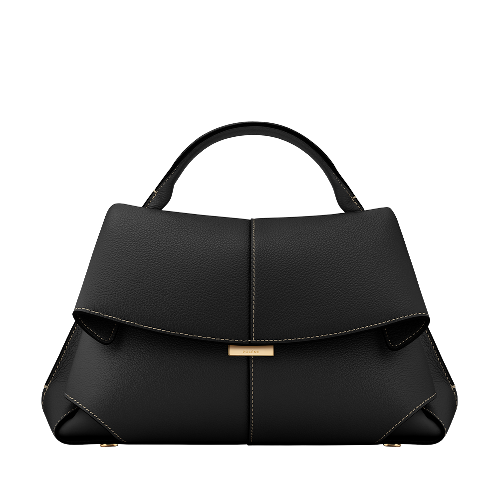Polene Mokki Edition Textured Black Shoulder Bag-thumb-0