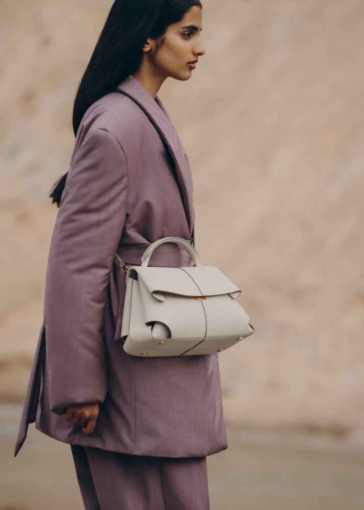 Polene Mokki Edition Textured White Shoulder Bag-thumb-3