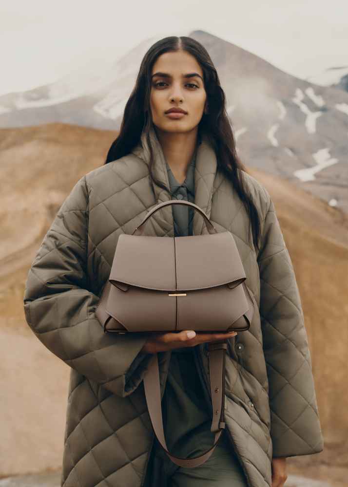 Polene Mokki Edition Textured Beige Shoulder Bag-thumb-3